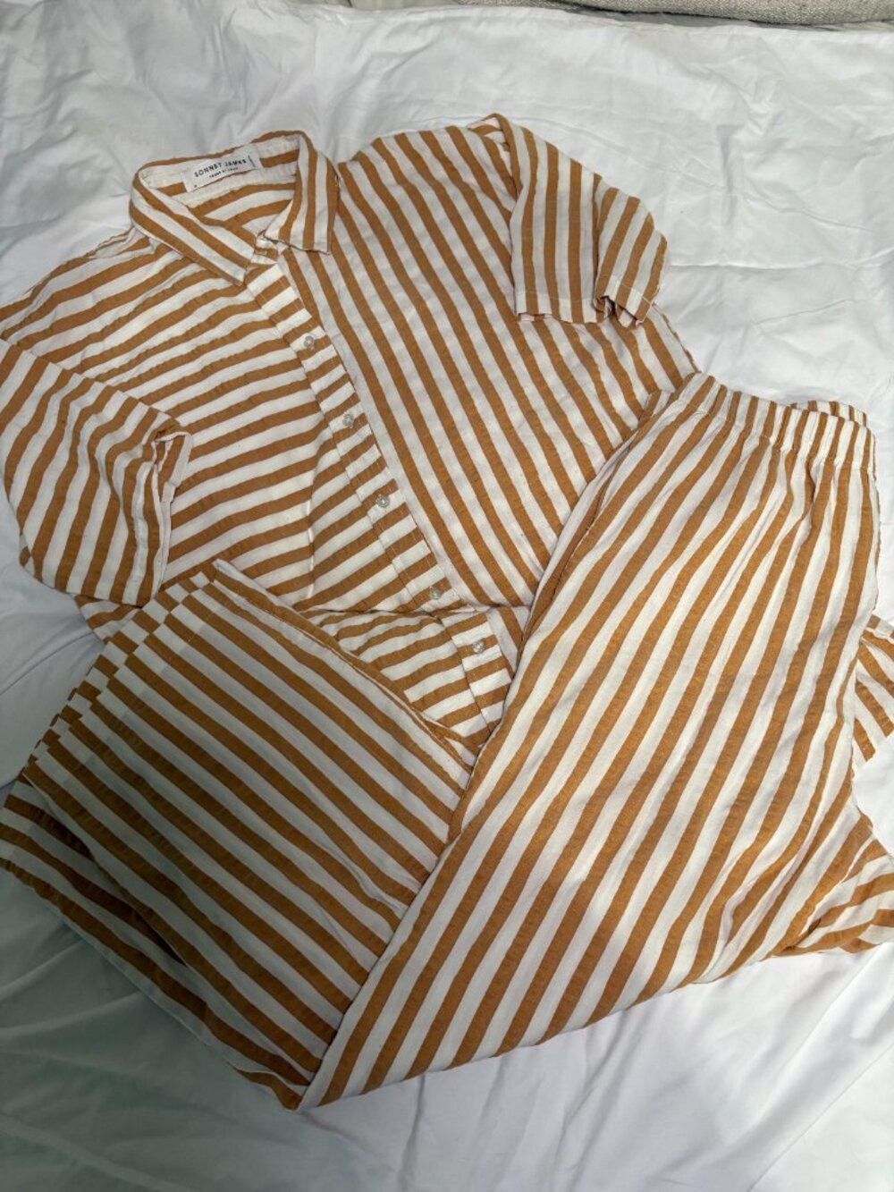 Sonnet James Striped Play Suit Set M Button Down Wide Leg Pants Set - Picture 4 of 4